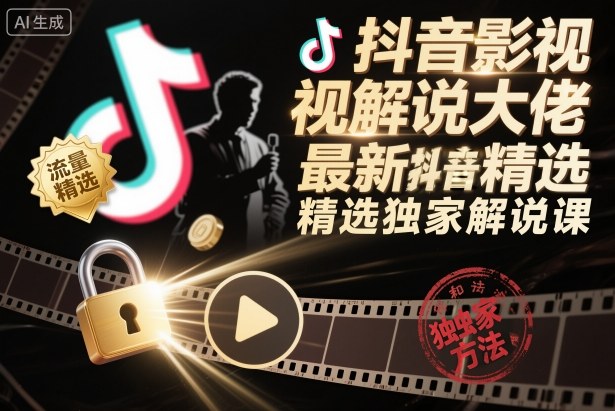抖音影视解说大佬最新抖音进精选和独家方法,精选独家解说课-摇钱树
