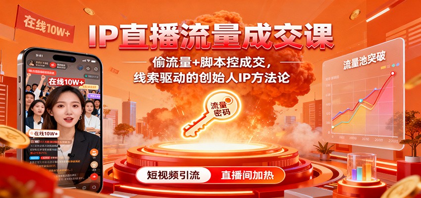 IP直播流量成交课:偷流量+脚本控成交,线索驱动的创始人IP方法论-摇钱树