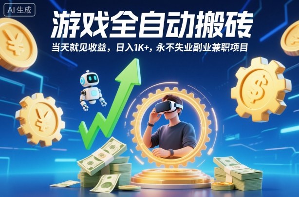游戏全自动搬砖,当天就见收益,日入1K+,永不失业副业兼职项目【揭秘】-摇钱树