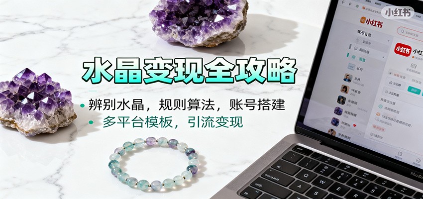 水晶小红书起号课:辨别水晶,规则算法,账号搭建,多平台模板,引流变现-摇钱树